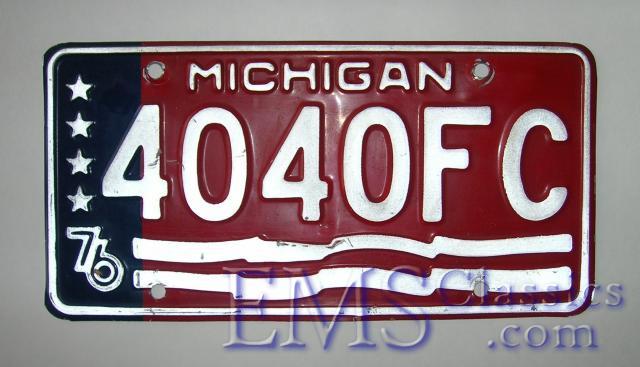 1975SuperiorCadillac51,Michigan1976licenseplate,theonlyyeartheCaddywaslicensed.JPG